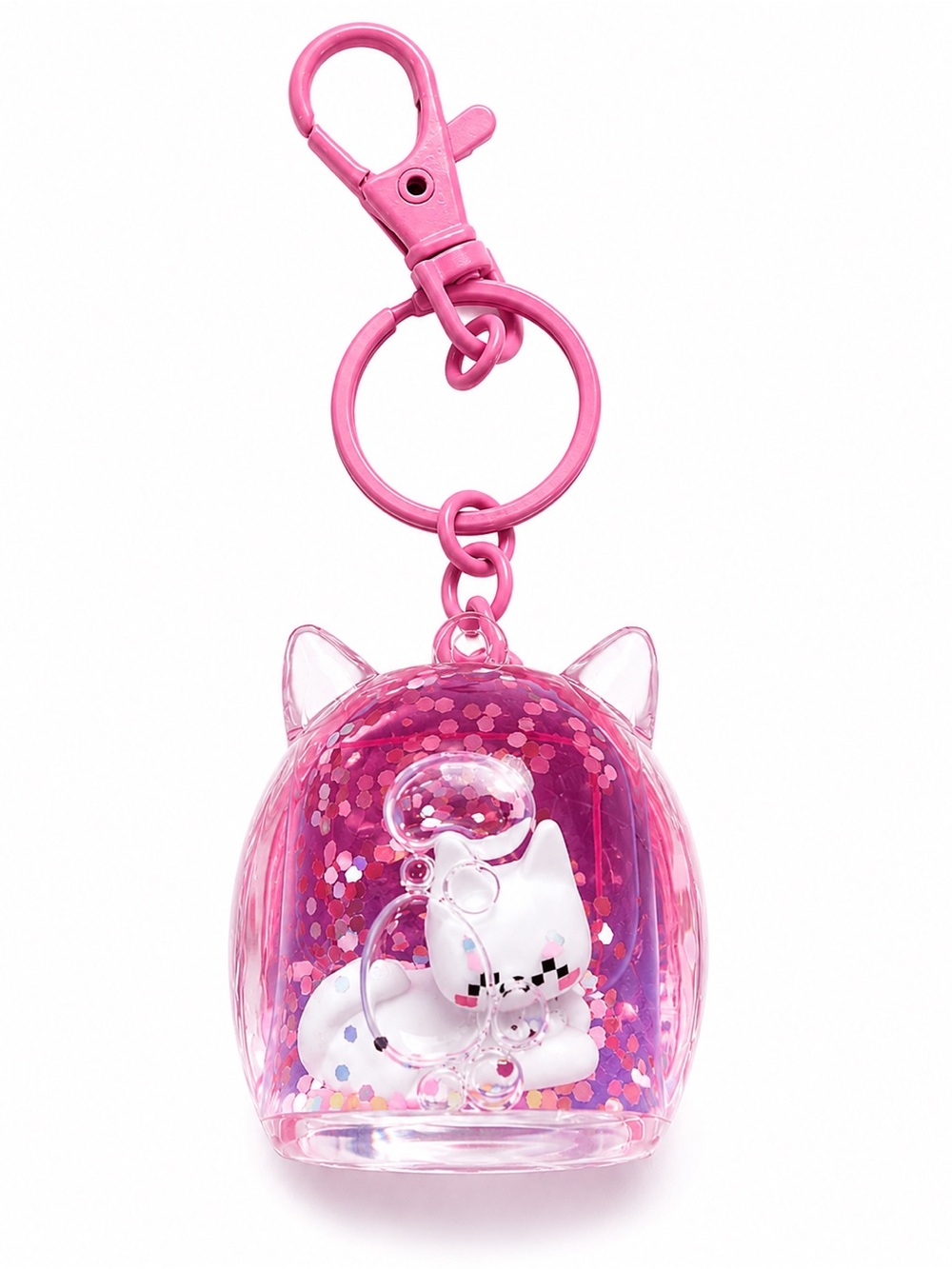 Claire’s Gamer Cat Water-Filled Keychain /Bag Charm NWT Kawaii Novelty Accessory